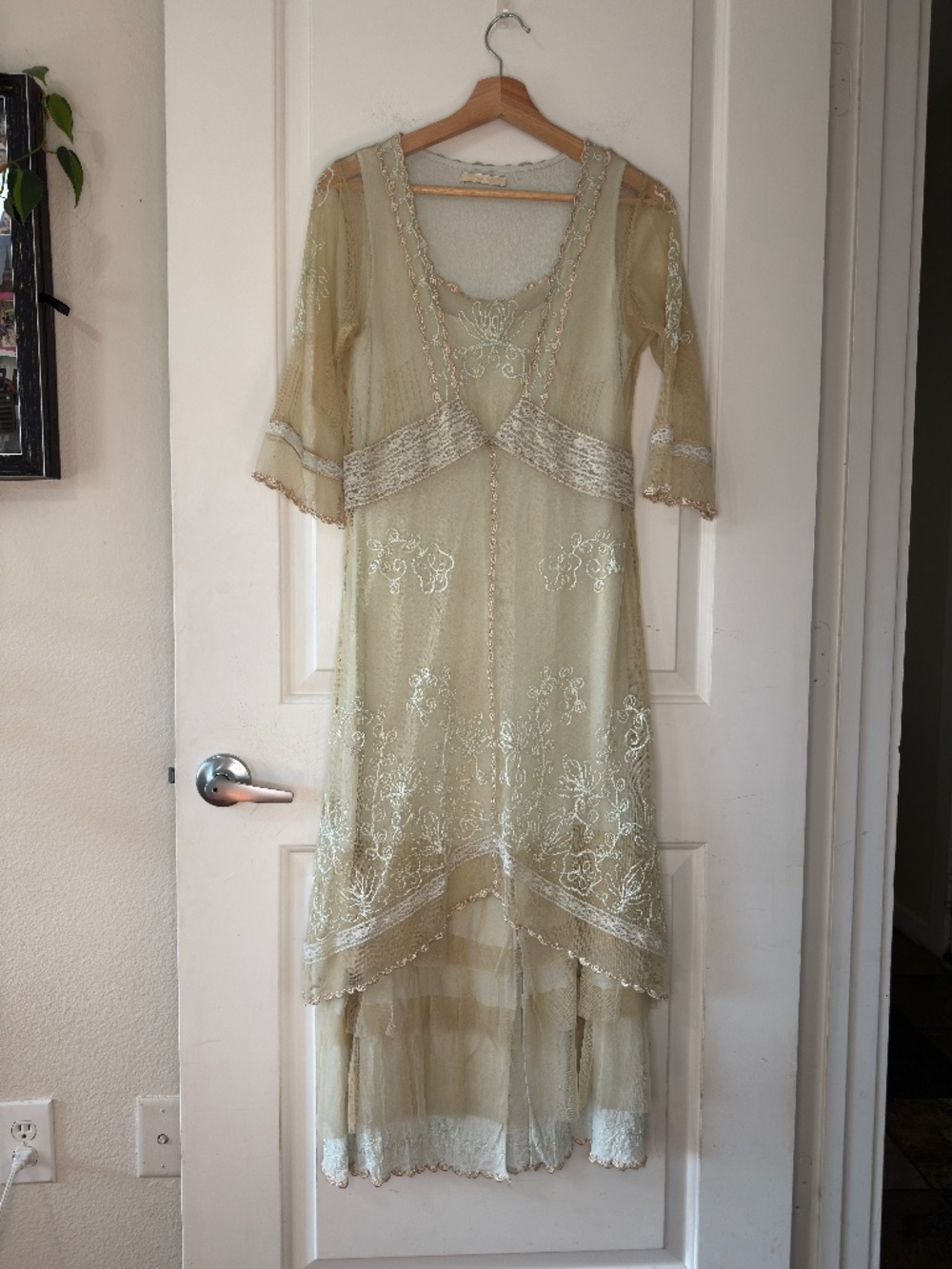 Nataya Victorian Lux Lace in Nude and Mint - Romantic Vintage Inspired - Size S